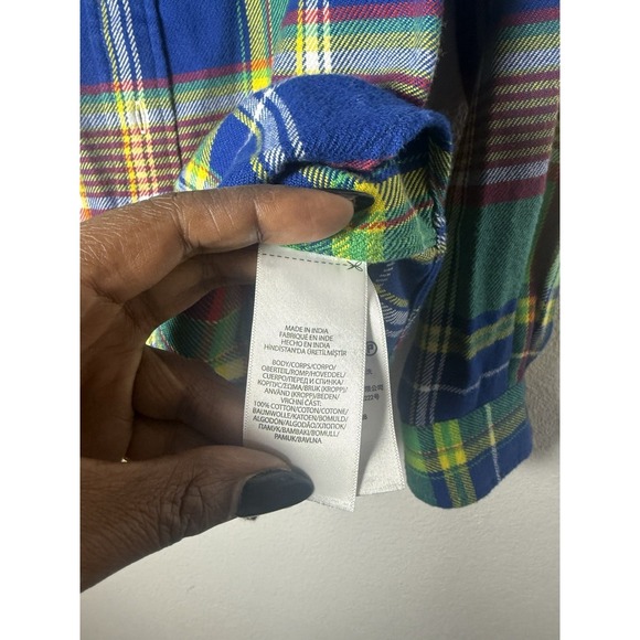 Polo Ralph Lauren Green/Blue Multi Plaid Flannel Button Down Shirt Size S Preppy - Picture 6 of 13